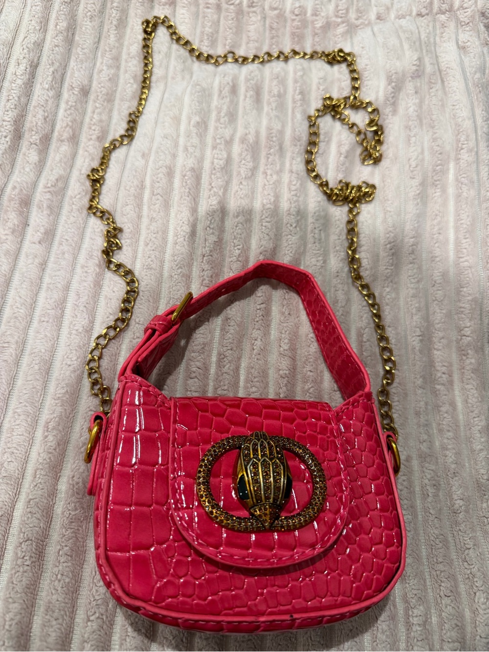 Kurt Geiger Pink Mini Shoulder Bag with Decorative Buckle 5.5inch by 4inch